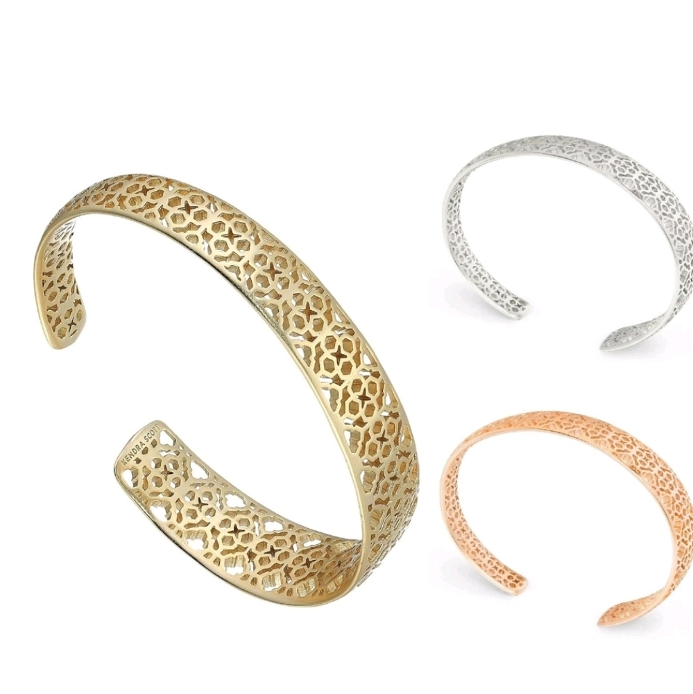 Kendra Scott Uma Gold Cuff Filigree Bracelet Euc KS